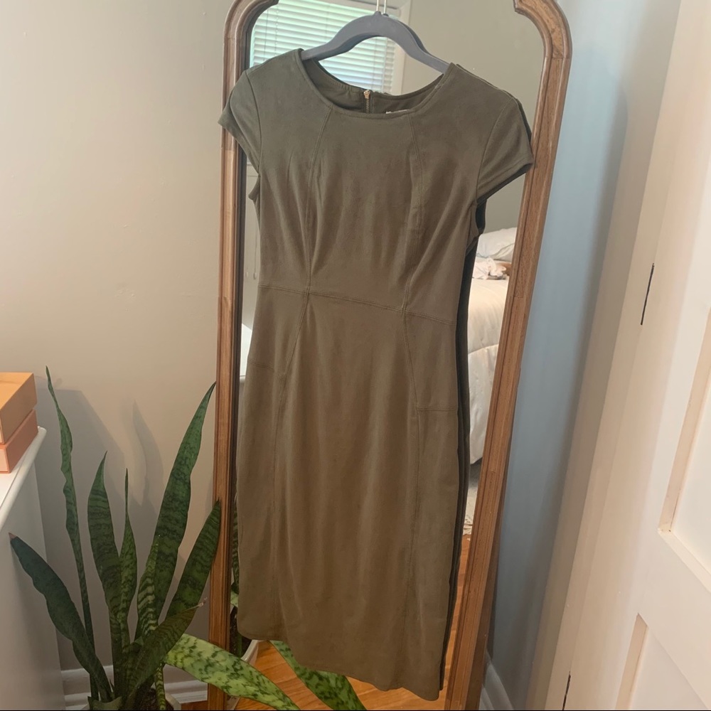 Suede olive dress
